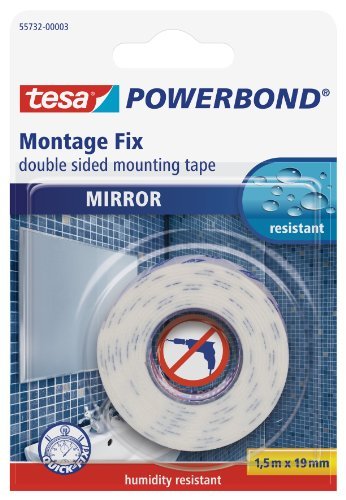 tesa 55732 Mirror Double Sided Mounting tape, 19 mm x 1.5 m by tesa UK