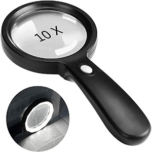 JMH Magnifying Glass with Light, 10X Handheld Large